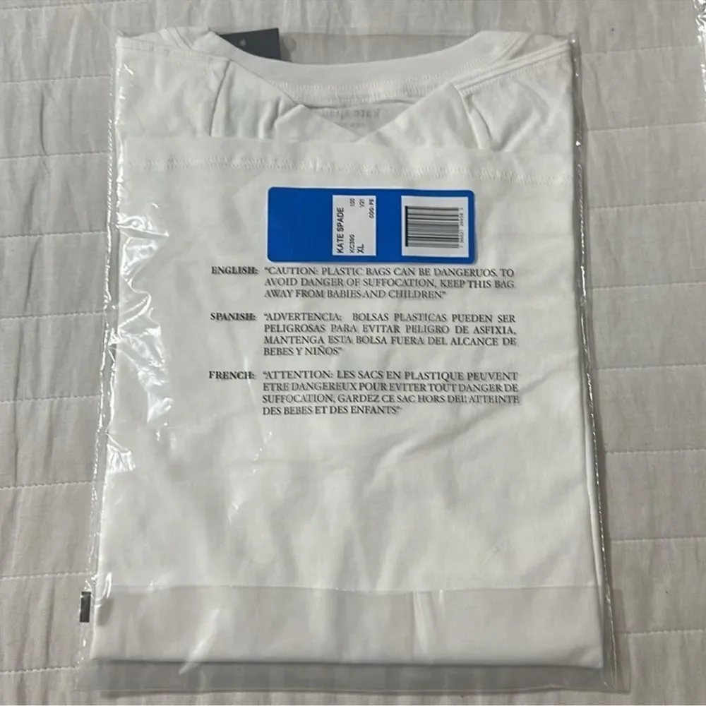 kate spade XS & XL White Watermelon Slice Print Short Sleeve Crew Tee